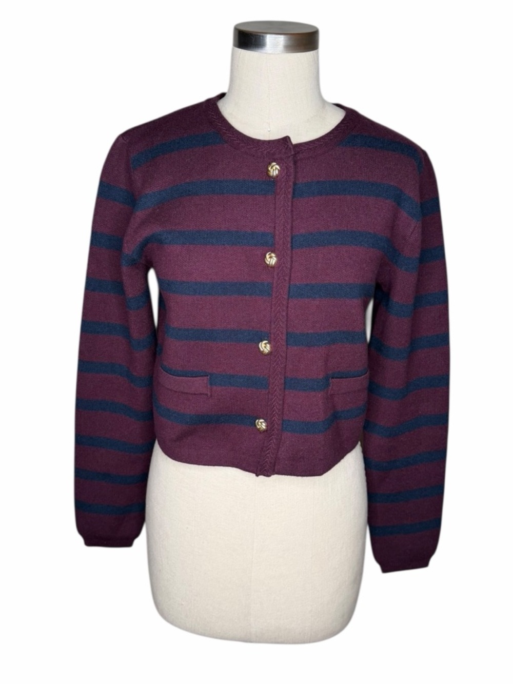 SCOTCH‎ & SODA Blue Purple Striped Button Front Cardigan Sweater Women's Size S